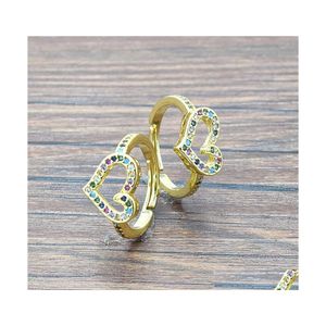 Cluster Ringe Drop 6 Stile Romantische Liebe Herz Ring Gold Farbe Kupfer Zirkon Einstellbare Hochzeit Party Geburtstag Schmuck Geschenk 3755 Q2 Dh3Er