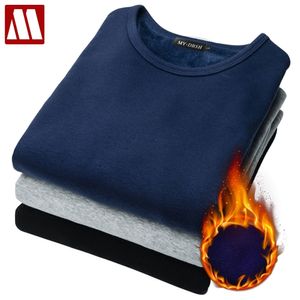 Herr t-shirts Autumn Winter Men's Thermal T-shirt mjuk sammet tjock långärmad t-shirt män svart vit smal passform plus storlek 5xl tshirt homme 230130