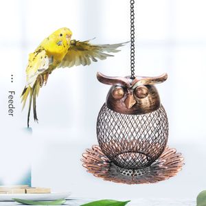 Outros pássaros suprimentos alimentador de ferro forjado coruja -flor de beija -flor ao ar livre decoração pendurada na decoração de animais de estimação para presentes 230130