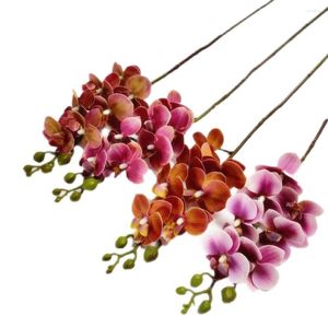 Decorative Flowers One Real Touch Phalaenopsis Orchid Stem 64cm Artificial Good Quality Latex Butterfly Flower Branch 7 Heads
