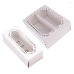 Present Wrap 10st Macaron Box Food Grade Anti-Deformed Paper Kids Favor Cake Holder med Window Party Supplies Boxes