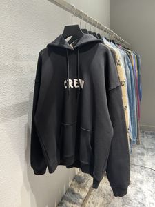 Early spring Crew print pullover round neck loose hooded terry OS drop shoulder unisex sweater