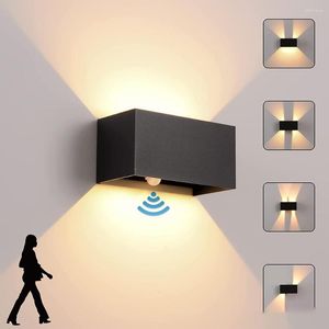 Lâmpadas de parede LED Indoor 24W/12W Sensor de movimento preto/branco IP65 Iluminação externa à prova d'água Luz ajustável