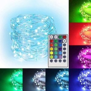 Strings 16Colors Copper Wire String Lights White Headlamp Beads High Brightness USB/Battery For Garden Patio Tree Party Wedding