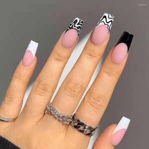 FALSE NAILS 24st/Box Press On Löstagbart Manicure Tool Full Cover Coffin Nail Tips Wearable Geometry Fake