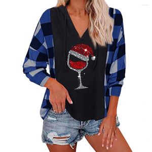 Bluzy damskie bluzy bajeczne Bajeczne szklane wina Patchwork Patchwork Spring Shirt Styl świąteczny na imprezę