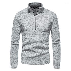 Men's Sweaters 2023 Spring Men's Sweater Zipper Design Solid Basic Men High Collar Bottomed Shirt Jumpers Knitted