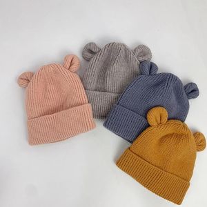 Saç aksesuarları sevimli ayı bebek şapka kulakları ile sonbahar kış örgü çocuklar için kaput kızlar erkekler yumuşak sıcak bebek beanie kapağı