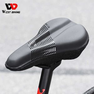 Sättel WEST BIKING Wasserdichter weicher Gel-Fahrradsattel Komfort Memory Foam Rutschfester, verschleißfester PU-Leder-3D-Fahrradsitzbezug 0130