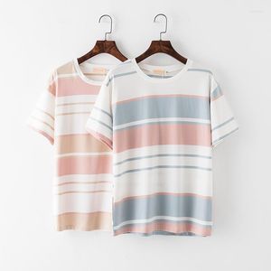 Women's T Shirts Plus Size Tshirt XXL 3XL 4XL 5XL Striped Short Sleeve Sweet Cotton O Neck Summer Autumn Tee Shirt Women Top Fashion 40538