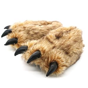 Slippare Ankomst Män inomhus Animal Claw Slippers Unisex Plus Size 44 45 Faux Fluffy Shoes Men Women Furry Slides 230130