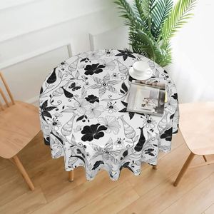 Table Cloth Floral Vintage Elements Round Tablecloth Proof Wrinkle Resistant Cover For Dining Room Kitchen Decoration 60inch
