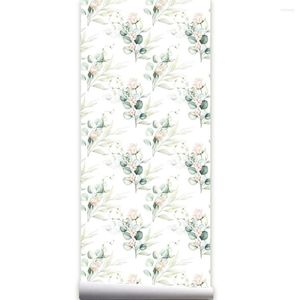 Wallpapers Frence Flower Peel And Stick Wallpaper Green Leaves Self-Adhesive Prepasted Waterproof Extra Thick Wall Stickers