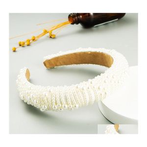Stirnbänder Ankunft Beautif Schwamm Stirnband dicht ered reine Farbe Design künstliche Perlen luxuriöse Frauen Haarband 853 Q2 Drop Del Dhonn