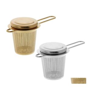 Teesiebe Ups Wiederverwendbare Mesh Infuser Edelstahl Lose Blatt Teekanne Gewürzfilter mit Deckel Tassen Küchenzubehör Drop Delive DHDL2