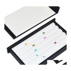 Smyckeslådor kvalitet stum magnet er superior läder diamant display box mini sten lagring fall ädelstenhållare arrangör reser 6 dhvua