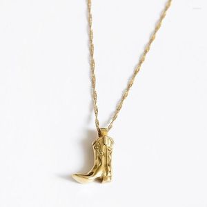 Pendant Necklaces Creative Personality Western Cowboy Boots Necklace Ladies Hip Hop Rock Gold Color Jewelry Gift