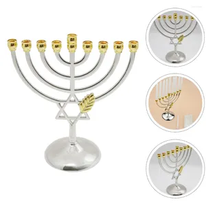 Mum Tutucu Tutucu Hanuka Menorah Mumlestick Yahudi Stand Metal Chanukah Şubesi Desktopcandelabra Parti Bardakları Süslenebilir Base