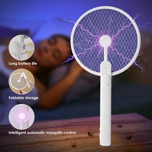 Pest Control Foldable Electric Fly Swatter Killer with UV Light USB Rechargeable LED Lamp Summer Mosquito Trap Racket Anti Insect Bug Zapper 0129