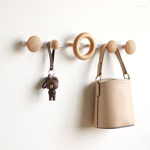 Hooks Punch Free Wooden Wall For Coat Hat Creative Bathroom Clothes Towel Hanger Decor Hallway Keys Bags Hanging Rack