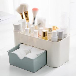 Caixas de armazenamento Organizador de maquiagem Caixa de cosméticos de mesa de plástico com pequenas jóias multifuncionais de jóias banheiro em casa 3 cores