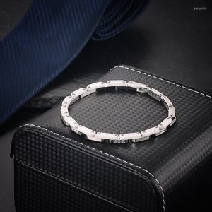 Braccialetti a maglie Moocare Fashion Design semplice Wind Pure White Zircon Room Bracciale in ceramica da uomo e da donna in acciaio inossidabile