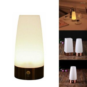 Night Lights Battery Led Table Lamp PIR Motion Sensor Light Bar Portable Vintage Bedside Coffee Restaurant