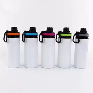 US Local Warehouse sublimation Aluminum sports water bottle 20oz 600ml single wall aluminium drinking tumbler with lid matal outdoor bottles 25pcs/case 5 colors mix