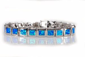 Braccialetti con ciondoli SZ0080 Elegante braccialetto con opale blu a catena laterale in argento e gioielli di moda da donna