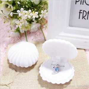 Gift Wrap Cute Candy Color Wedding Elegant Shell Shape Velvet Jewelry Rings Box Pendant Locket Container Case Fashion