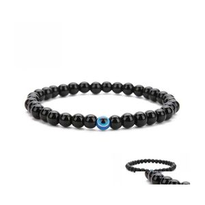 Fili di perline Gioielli fatti a mano Braccialetti di perline all'ingrosso Turco Simbolo fortunato Bracciale occhio blu Chakra Stretch per donna Uomo 5243 Dhwli