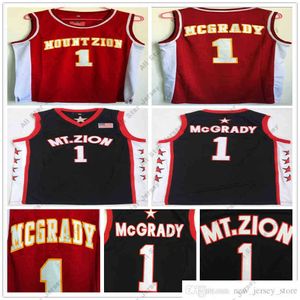 College Basketball Wears NCAA Mount Zion Christian High School Tracy #1 McGrady Jersey Black Red Black Red Stitched MT.ZionT-MAC Basketball Jersey Shirts