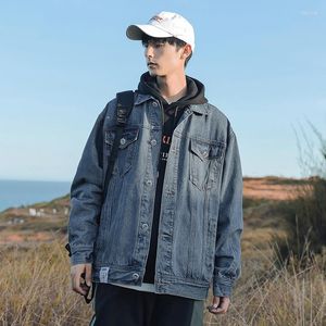 Men's Jackets Men Loose Cargo Denim Jacket Fashion Classical Vintage Black Creativity Patchwork Pocket Streetwear Daily Chic Coat Male