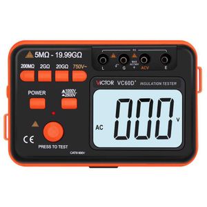 VICTOR VC60B plus VC60D plus VC60E plus Resistenza di isolamento digitale Megger Meter Megohmmetro Display Shake Tester penna Nuovo.