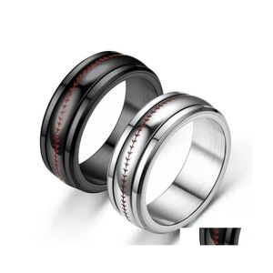 Bandringar Mens Black Brushed Ladder Edge Rostfritt st￥l Ring Siery Men Wedding Gifts For Drop Leverans smycken DHA07