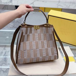 Houndstooth Hand Bag Women Designer Tote Bags Women Luxury Handbags Shoulder Bags Embroidered Canvas Purse Large Capacity Twist Lock Pouch Removable Wide Strap