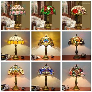 Table Lamps Vintage Tiffany Mediterranean Baroque Stained Glass Led Desk Light Fixtures Bedroom Bedside Stand Lamp Home Decor