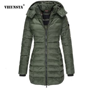 Women's Trench Coats Winter Korean Women's Long Sleeve Hooded Coat Fashion Slim Solid Color Mid length Cotton Jacket Warm Down Cotton Jacket 230130