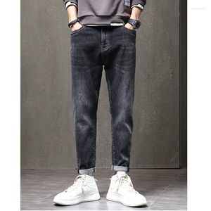 Men's Jeans Men Style Pattern Recreational Black Grey Pants Plush Straight Cylinder Comfortable Loose Autumn FemaleG42