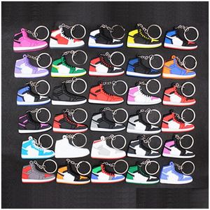 Keychains Lanyards Wholesale Designer Mini Sile Sneaker Keychain Men Women Kids Key Ring Gift Shoes Handbag Chain Basketball Shoe Dhjqf