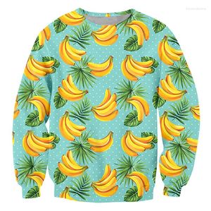 Bluzy męskie IFPD Rozmiar UE Bananas Drukuj 3D drukowane bluzy jesienne moda długie rękawy owoce koszule damskie pulourki