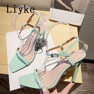 Sommer Gladiator High Heels Sandalen Weibliche Mode Street Style Platz Offene spitze Schnalle Frauen Schuhe Weiß Alias 0129