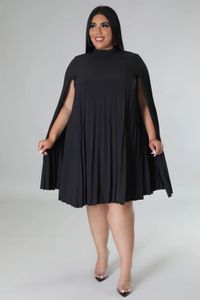 Sukienki plus size Perl Rozmiar luźna sukienka dla kobiet Cloak rękaw plisowany prosty letni strój vestidos de Mujer elegantes para fiesta 230130