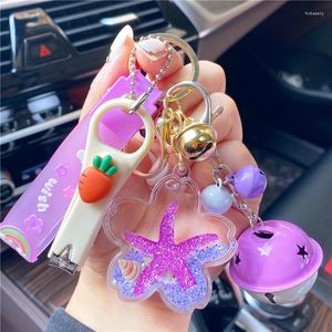 Keychains Creative Design Liquid Keychain Cherry Blossoms Into Oil Lanyard Key Ring Chain Pendant Year Gift For Mom Jewelry Wholesale