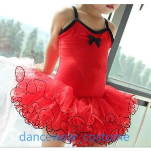 Bühnenkleidung Baumwolle Prinzessin Ballett Tutu Röcke Mädchen Rot Tanz Skate Gymnastik Trikot Body Kleid Rock Größe 3-8