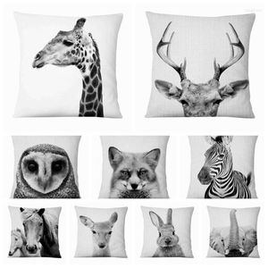 Cuscino Cuscini per la casa Decorazione Federa stampata digitale animale in bianco e nero Almofadas Decorativas Para Sofa Throw 45 45cm
