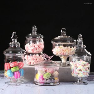 Garrafas de armazenamento garrafa de jarra de doce de vidro criativo com tampa de cozinha bolo de casamento de tanque de tampa da cozinha