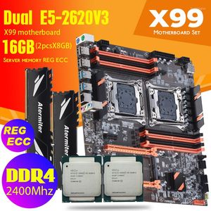 Motherboards DDR4 Dual X99 Motherboard With 2011-3 XEON E5 2620 V3 2 8GB 16GB 2400MHz REG ECC Memory RAM Combo Kit USB