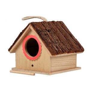 Vogelkäfige hochwertige Holz -Nest -Kolibri House Box Hanging Dekoration Kreatives Wallmounted Holz im Freien 230130