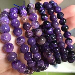 Strand Natural Charoite Beads Bransoletka Kamienna biżuteria dla kobiety Hurtowa! Paski z koralikami